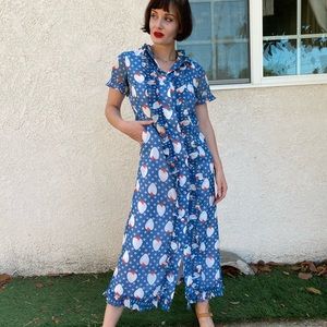 Vintage strawberry patterned maxi dress